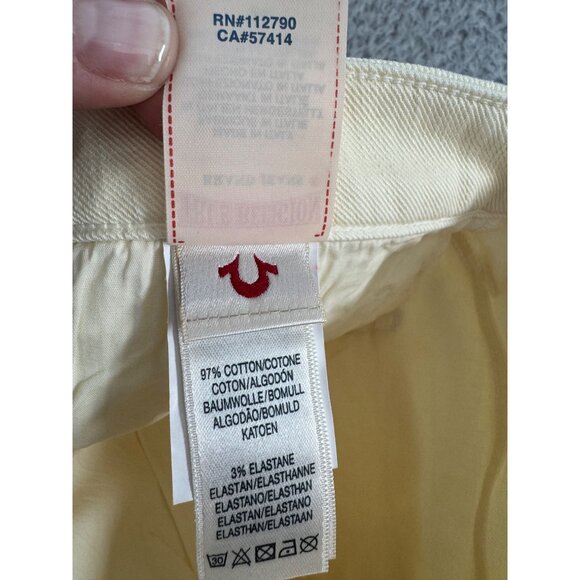 True Religion Womens Pale Yellow Denim Shorts NWT Size 24 Made In Italy - Picture 6 of 16